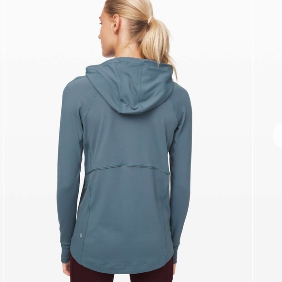 Lululemon Warm Stabilizer 1/2 Zip Hoodie Blue Charcoal Sz 2 Rulu Running - Picture 3 of 13